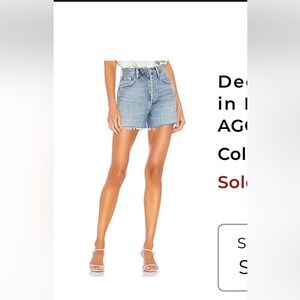 AGOLDE denim like new retail $128 shorts: Dee in epic wash light blue, raw hem